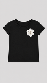 Camiseta flor croche
