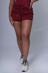 SHORT MUJER SESGOS LATERALES ROJO