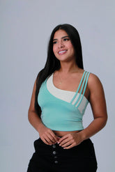 BLUSA MUJER LICRA FRIA SESGOS VERDE MENTA