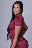 CAMISETA MUJER MC SOLO FONDO VINOTINTO