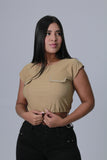 BLUSA MUJER BOLSILLOS TAPAS APLIQUE