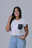 CAMISETA MUJER CORTE RANGLA BORDADO