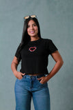 CAMISETA MUJER CORTA CON BORDADO