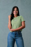 CAMISETA MUJER CORTA CON BORDADO