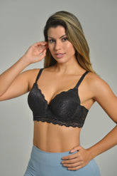 BRASSIER INT MUJER ENCAJE MEDIA COPA NEGRO