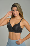 BRASSIER INT MUJER ENCAJE MEDIA COPA NEGRO