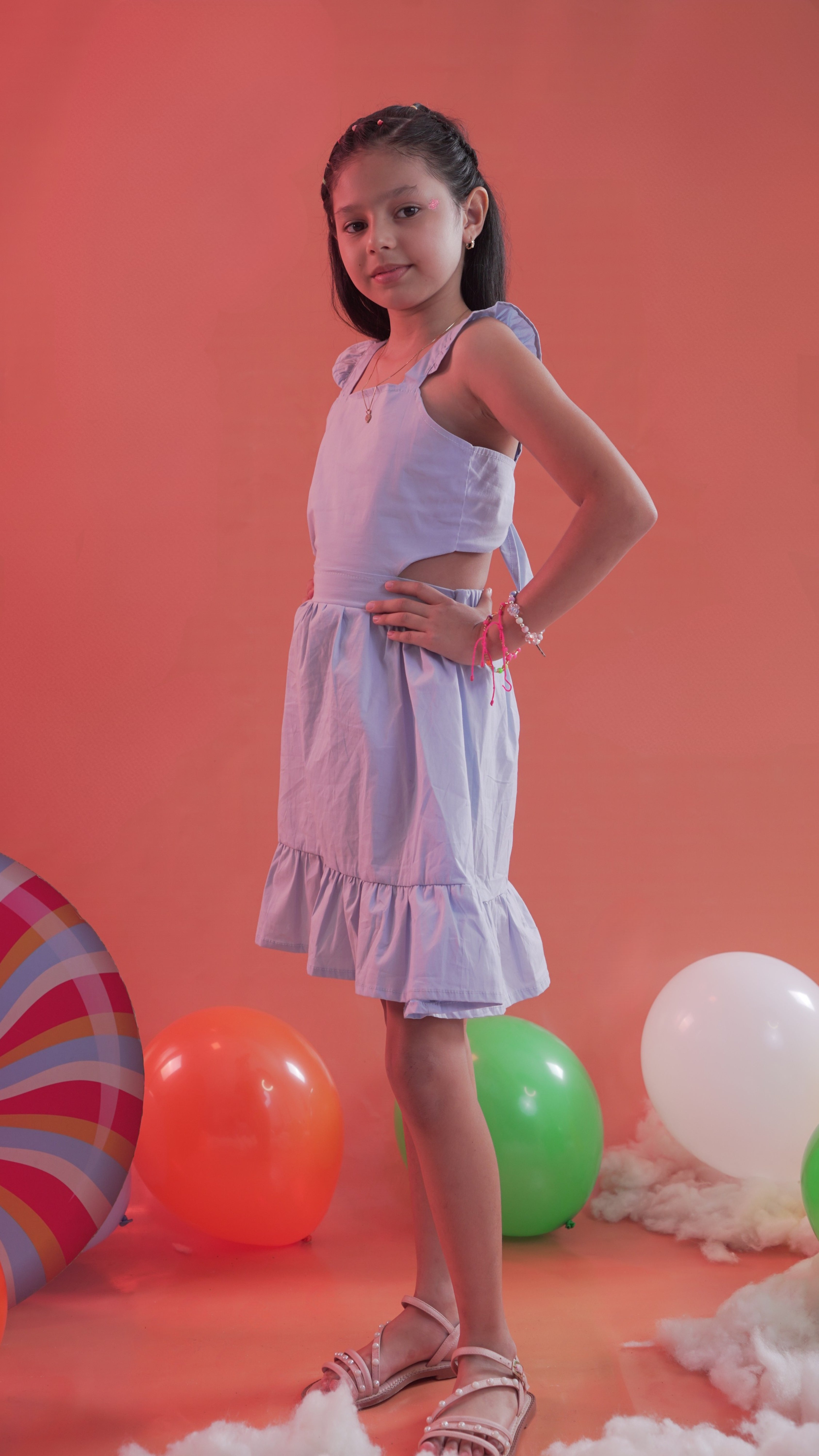 VESTIDO NIÑA SOLO DISEÑO AZUL