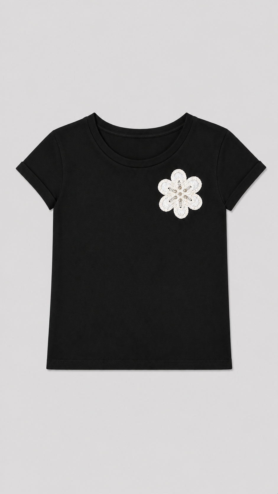 Camiseta flor croche