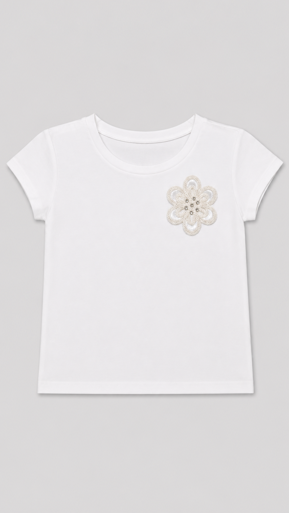 Camiseta flor croche