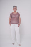 BLUSA MUJER ENCAJE MANGA RODADA