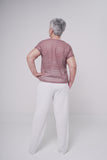 BLUSA MUJER ENCAJE MANGA RODADA