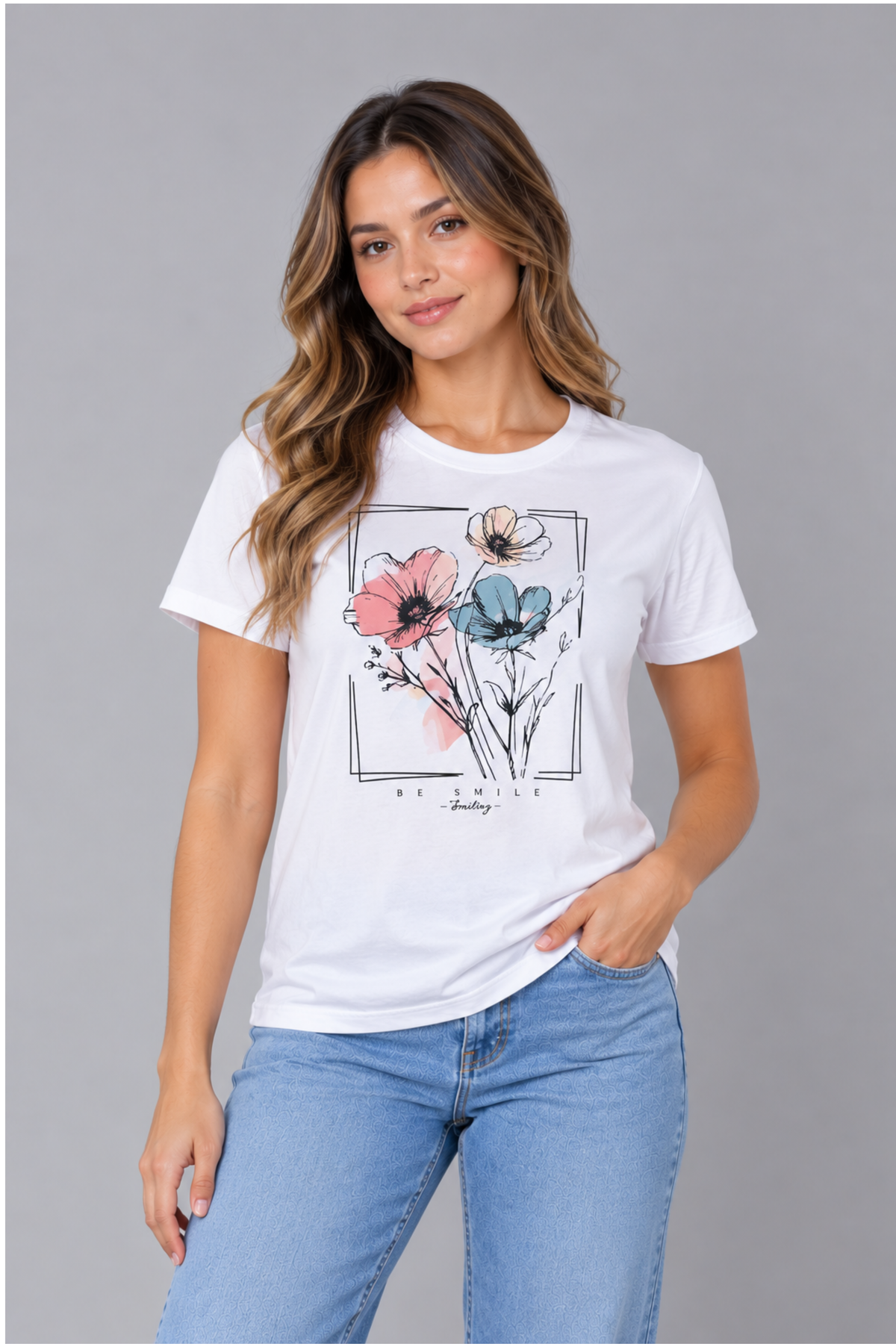 Camiseta de flor estampada