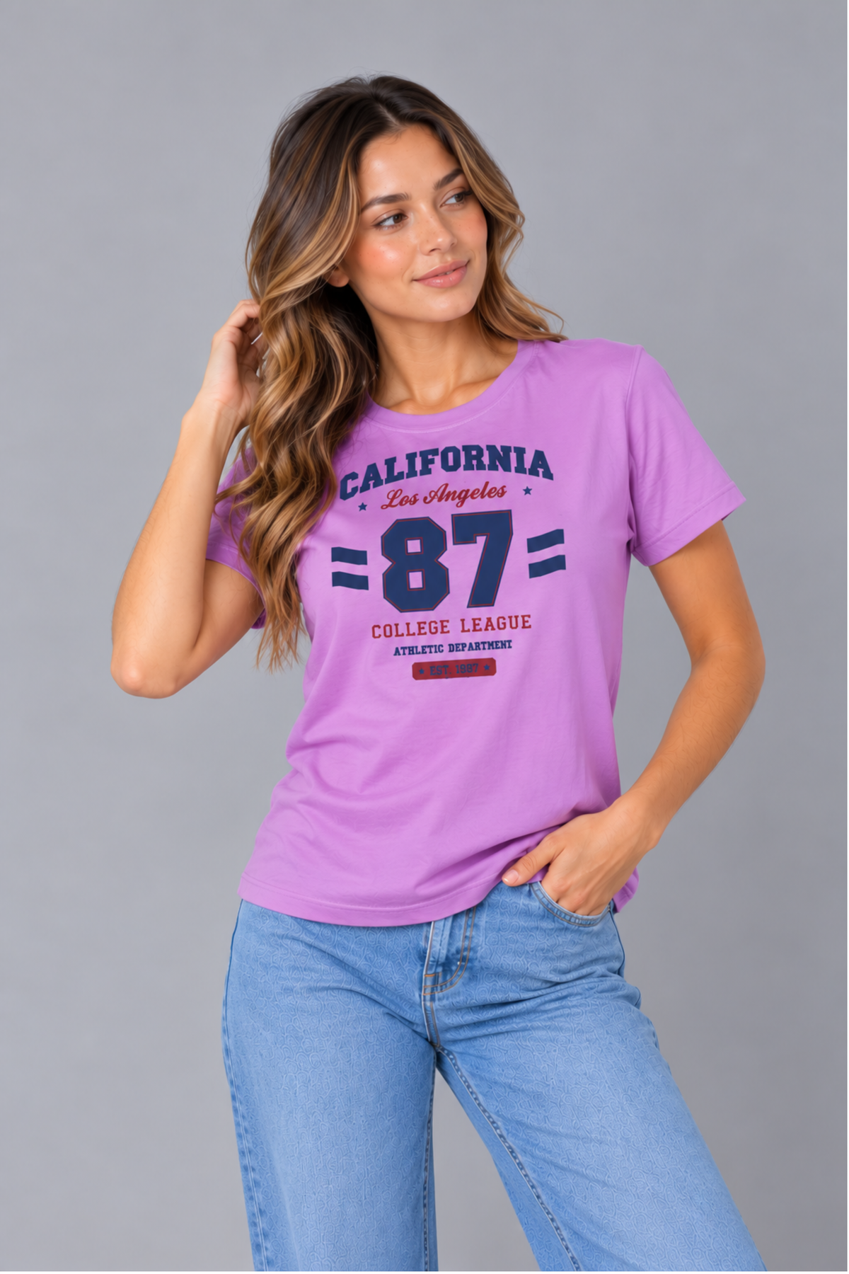 Camiseta rosa estampada