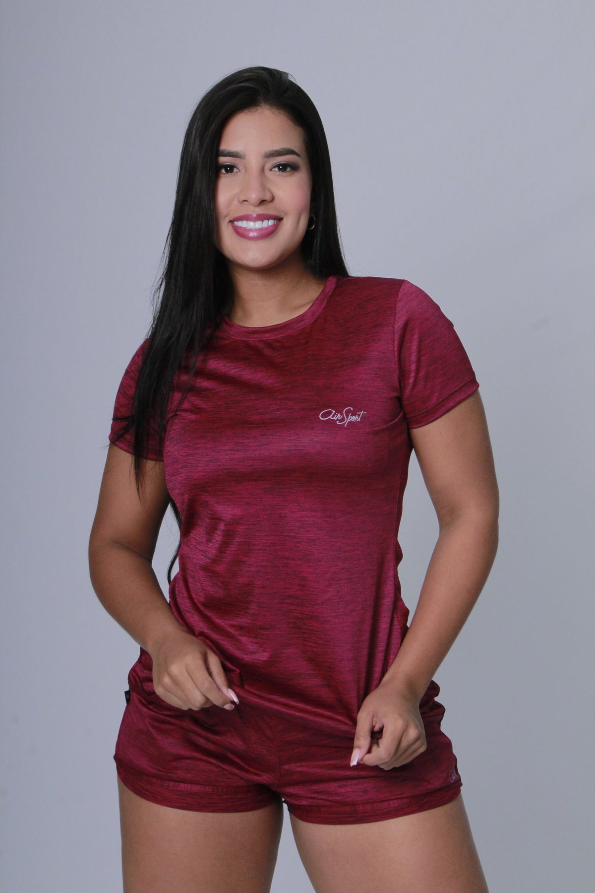 Camiseta Mujer MC Solo Fondo Vinotinto