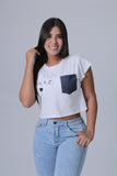 CAMISETA MUJER CORTE RANGLA BORDADO