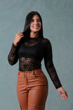 BLUSA MUJER ENCAJE TEXTURA MANGA