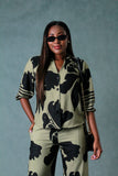 BLUSA MUJER CAMISERA  ESTAMPADO MANGA 3/4 RESORTADA