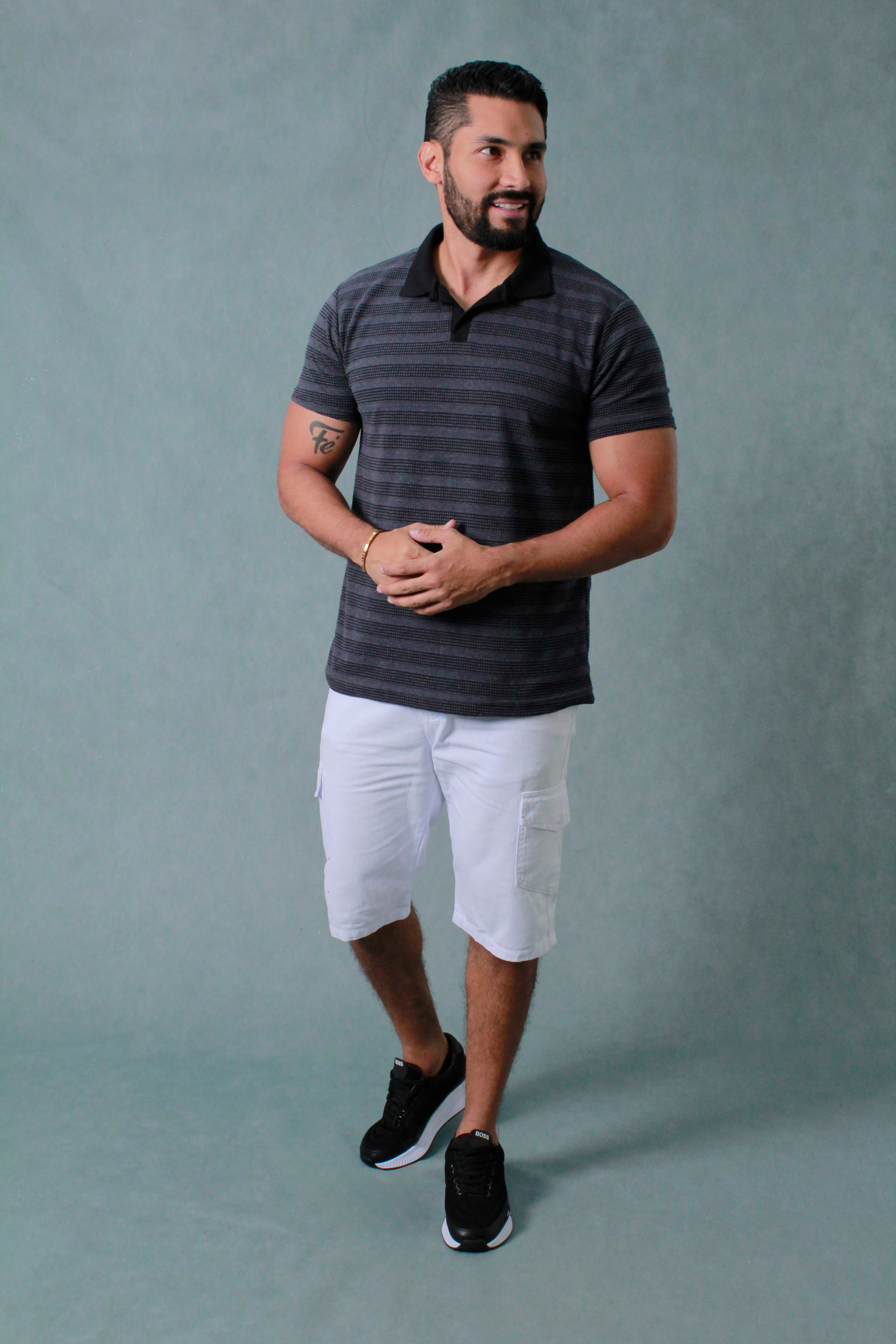 CAMISETA TIPO POLO HOMBRE TEXTURA