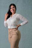 CHAQUETA MUJER BLONDA PUNOS CUELLO