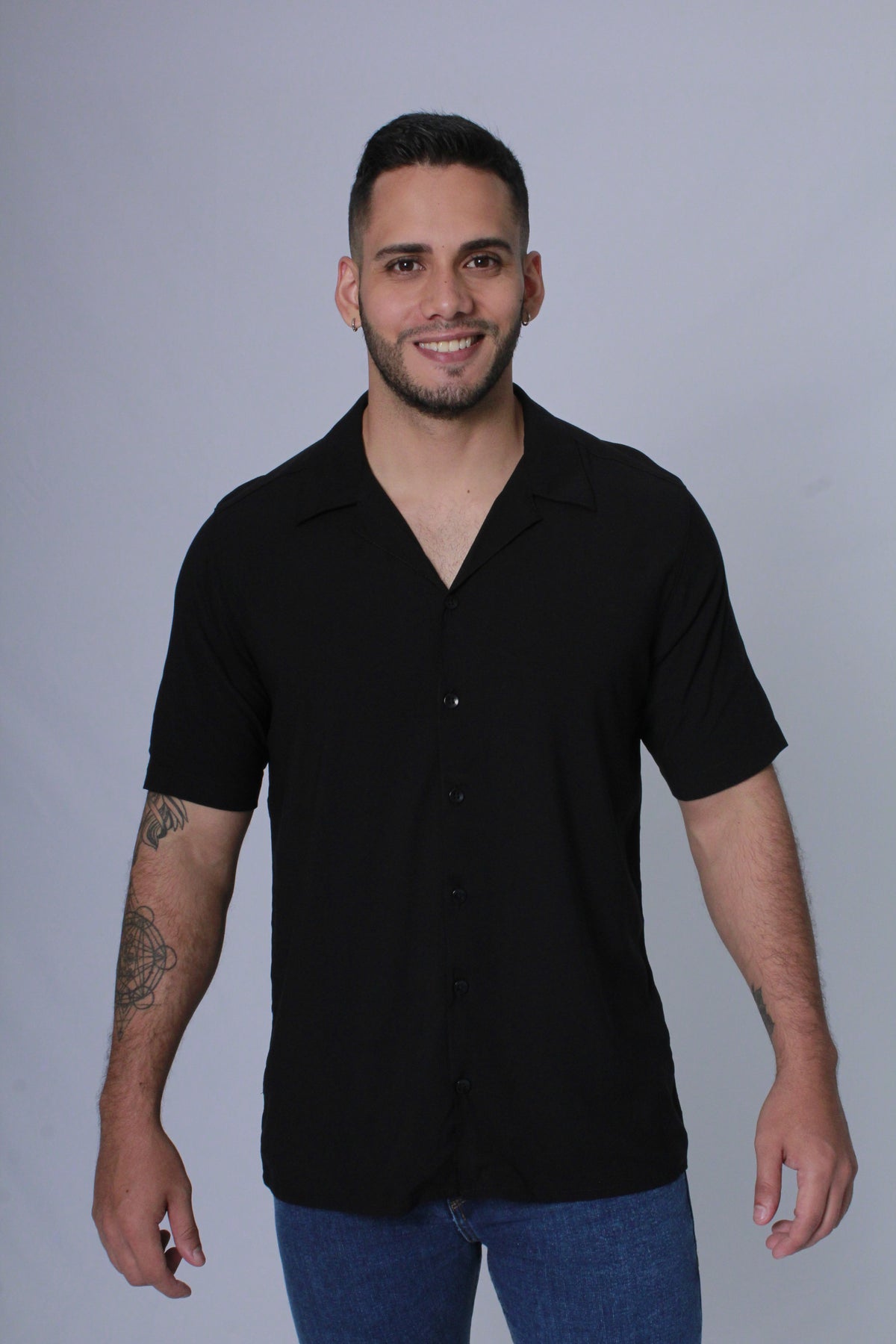 Camisa Hombre Viscosa Negra